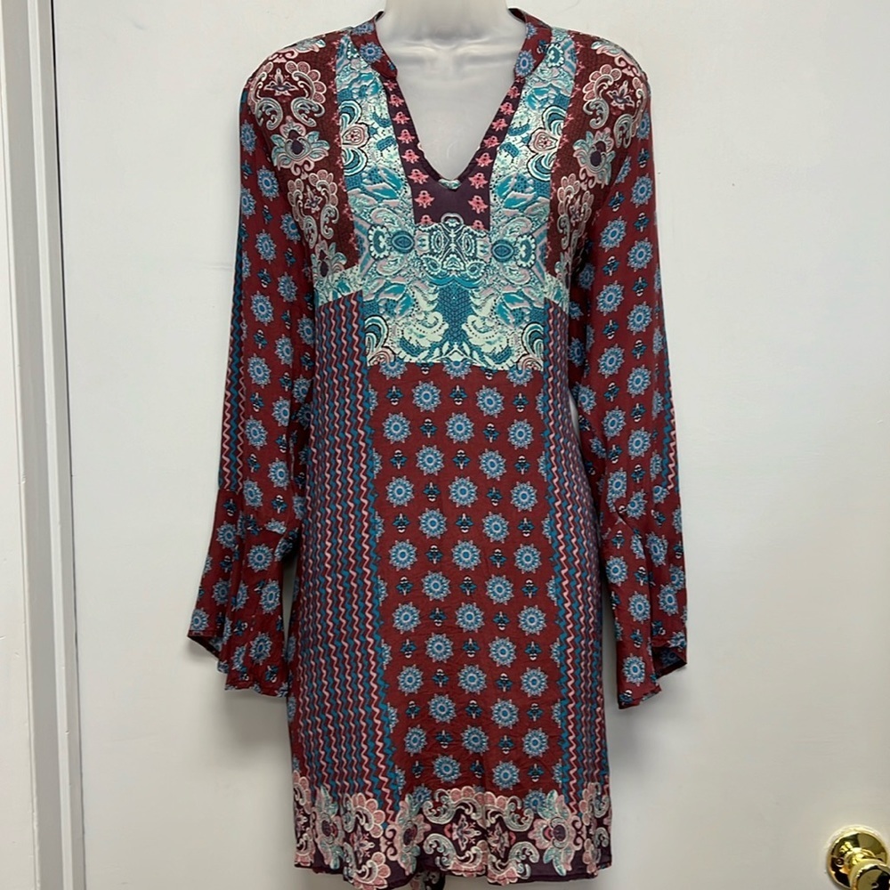 Tolani Women’s Bohemian Bell Sleeved Mini Dress Size Large